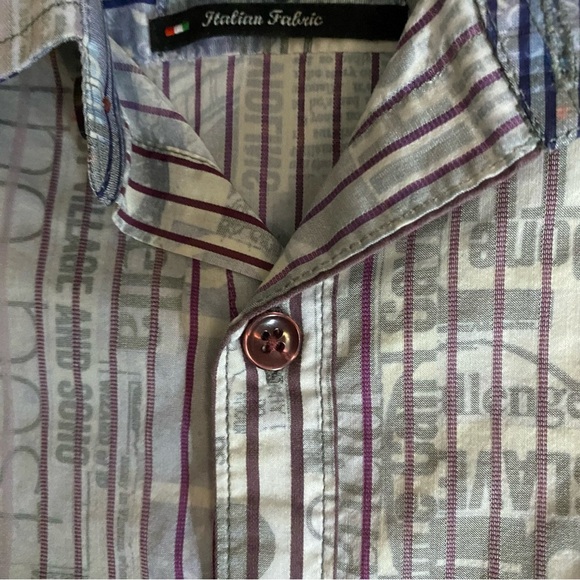 Desigual Mens Button Shirt Striped Long Sleeve Regular Fit Italian Fabric Sz S - Picture 3 of 12